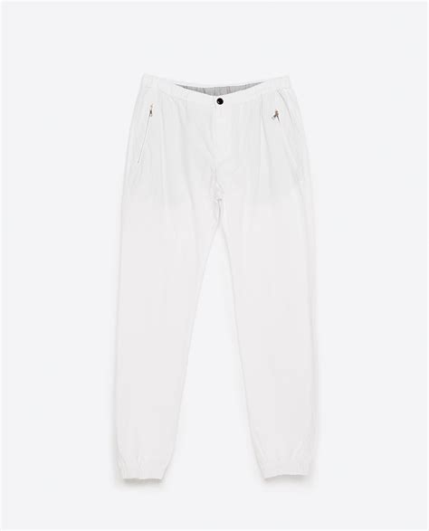 white joggers zara|zara pleated joggers.